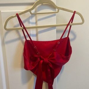 Red satin tie top